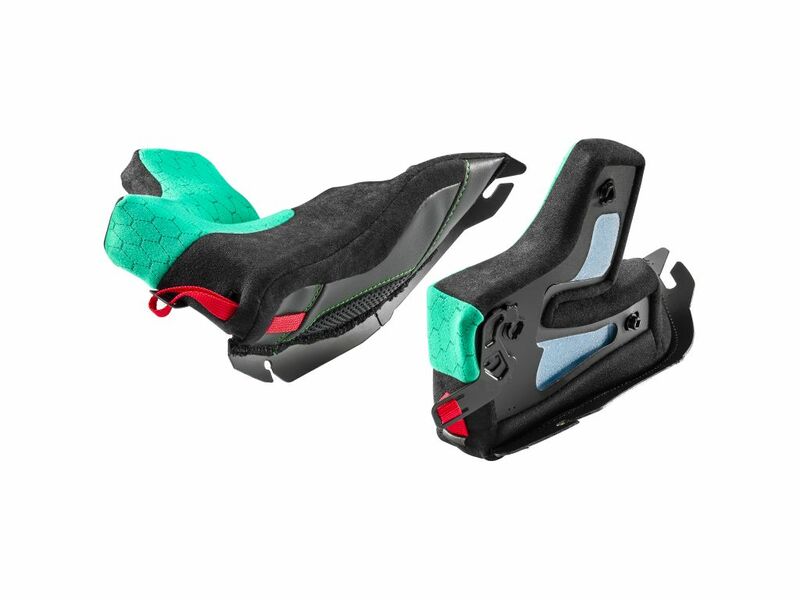 SP.CHEEK PADS.RACING.S-XS.32 MM.GREEN.STD S.X803/ULTRA/RS ULTRA - NOLAN